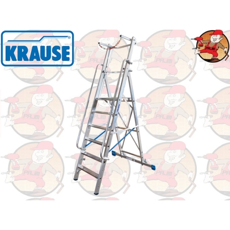 127501 KRAUSE STABILO drabina wolnostojąca jezdna z dużą platformą i barierkami zabezpieczającymi 6 stopni
